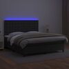 vidaXL Box spring postelja z vzmetnico LED črna 160x200cm umetno usnje