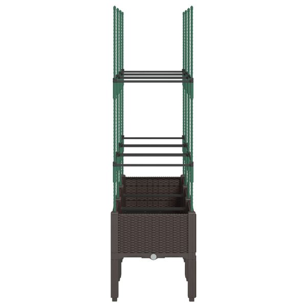 vidaXL Cvetlično korito z oporno mrežo rjavo 120x40x142,5 cm PP