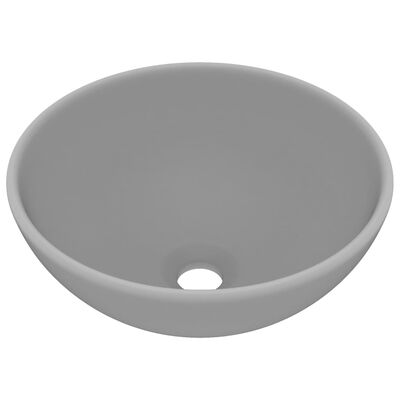 vidaXL Razkošen umivalnik okrogel mat svetlo siv 32,5x14 cm keramičen