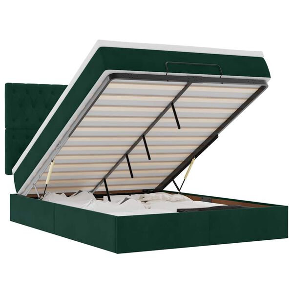 vidaXL Otomanski posteljni okvir z vzmetnicami zelen 140x190cm žamet