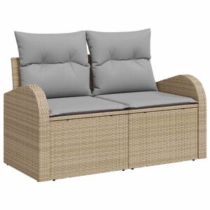 vidaXL Vrtni kavč z blazino Bež 124 x 62 x 69 cm poli ratan