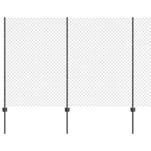 vidaXL Verižna ograja s stebrom 10 x 1,6 m Jeklo s PVC premazom Siva