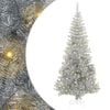 vidaXL Božično drevo z LED-lučkami Srebrna 180 cm PET in jeklo