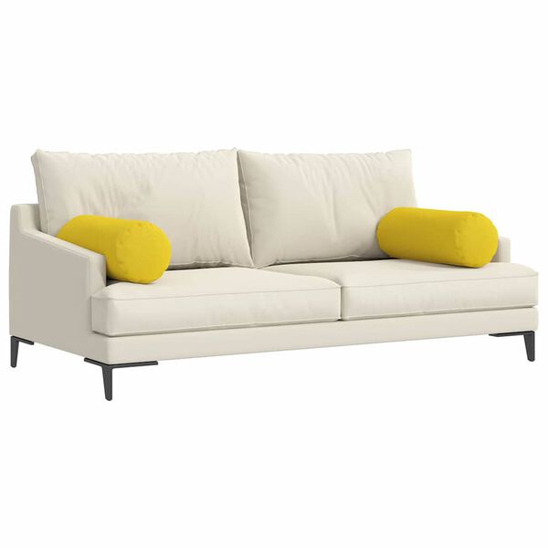 vidaXL Blazine 2 pcs Svetlo rumena Ø 25 x 70 cm blago