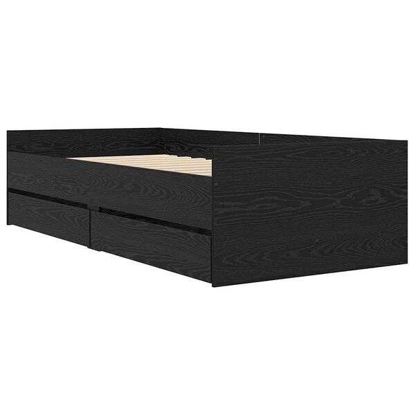 vidaXL Konstrukcija postelje s predalom Črna Orehovina 100 x 200 cm