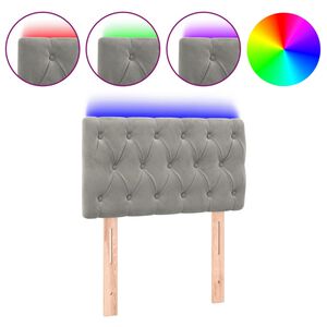 vidaXL LED posteljno vzglavje svetlo sivo 80x7x78/88 cm žamet