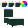 vidaXL Box spring postelja z vzmetnico LED tem. zelena 80x200 cm žamet