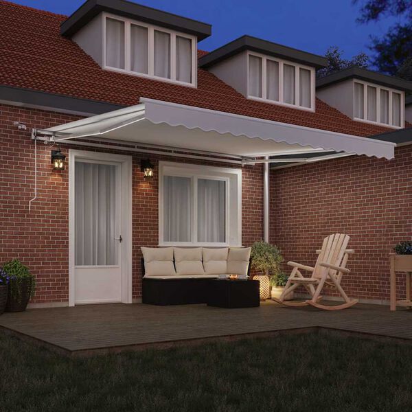 vidaXL Retraktilna tenda Bela 400 &times; 300 cm Poliester in kovina