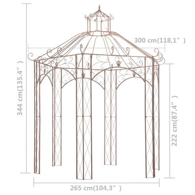 vidaXL Vrtni paviljon antično rjav 3 m železen