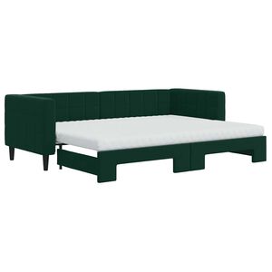vidaXL Izvlečna dnevna postelja z vzmetnico tem. siva 80x200 cm žamet