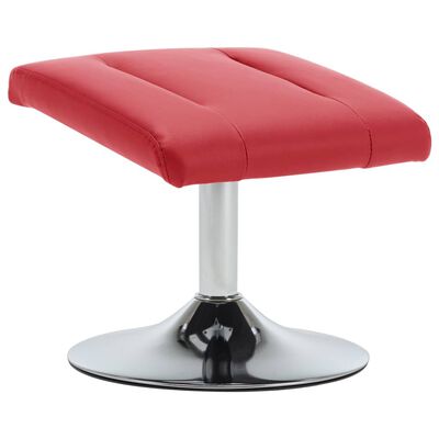 vidaXL Naslanjač s stolčkom za noge rdeče umetno usnje