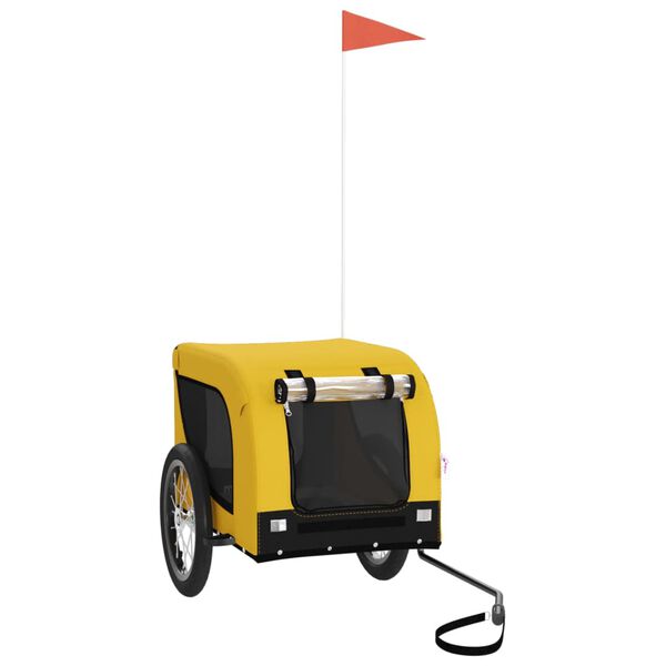 vidaXL Kolesarska prikolica za hišne ljubljenčke rumena in črna