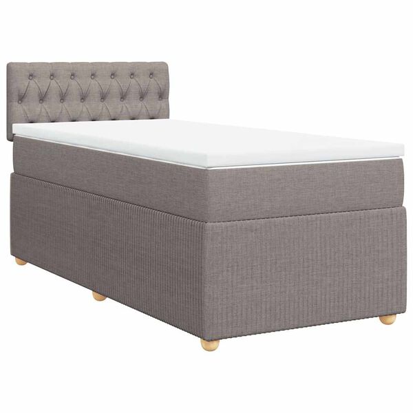 vidaXL Box spring postelja z vzmetnico taupe 100x200 cm blago