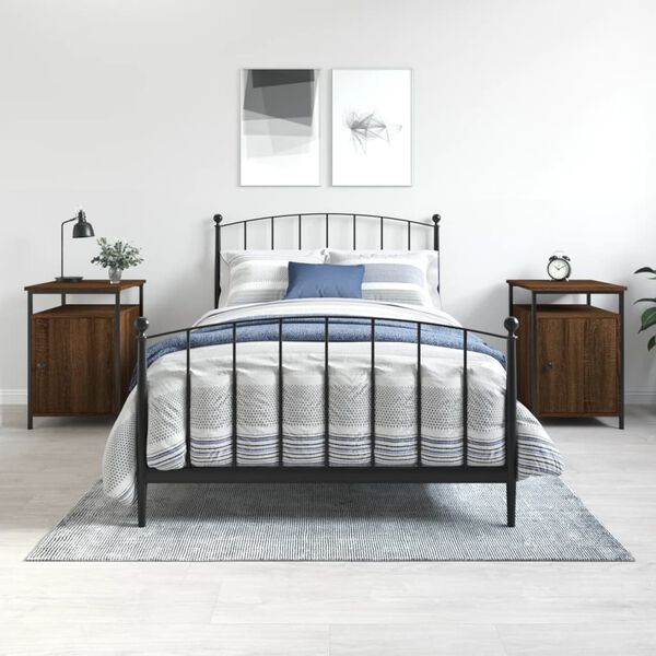 vidaXL Nočna omarica 2 kosa rjavi hrast 40x42x60 cm inženirski les