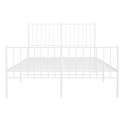 vidaXL Kovinski posteljni okvir z vzglavjem in vznožjem bel 120x190 cm
