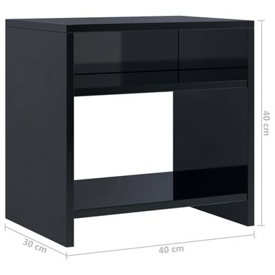 vidaXL Nočna omarica visok sijaj črna 40x30x40 cm iverna plošča