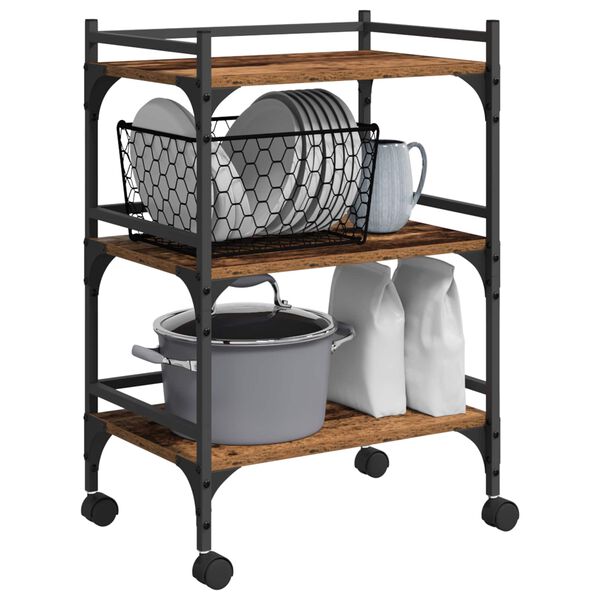 vidaXL Kuhinjski voziček Star les 50 x 35 x 75.5 cm Konstruiran les