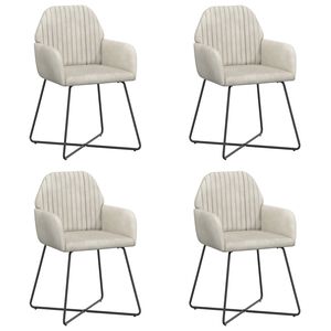 vidaXL Jedilni stoli 4 kos Žamet Krem 55 x 50 x 84 cm