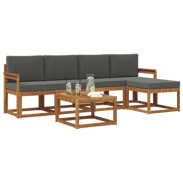 vidaXL Zunanja garnitura za sedenje 6 pcs Naravna in antracitna