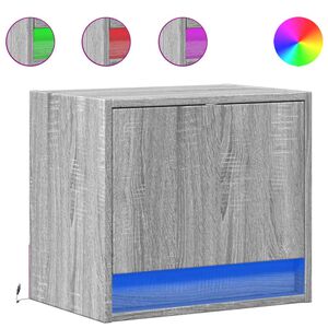 vidaXL Nočna stenska omarica z LED lučkami 2 kosa siva sonoma