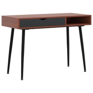 vidaXL Računalni&scaron;ka miza s predalom rjava 110x50x75 cm inženirski les
