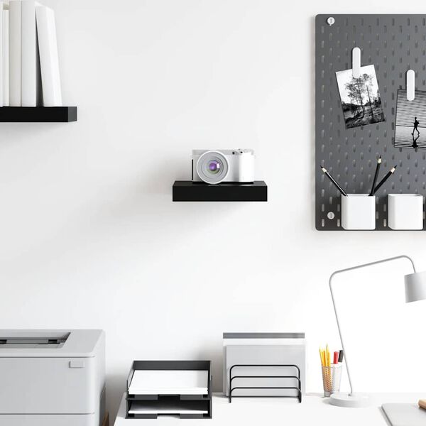 vidaXL Lebdeča polica visok sijaj črna 23x23,5x3,8 cm MDF