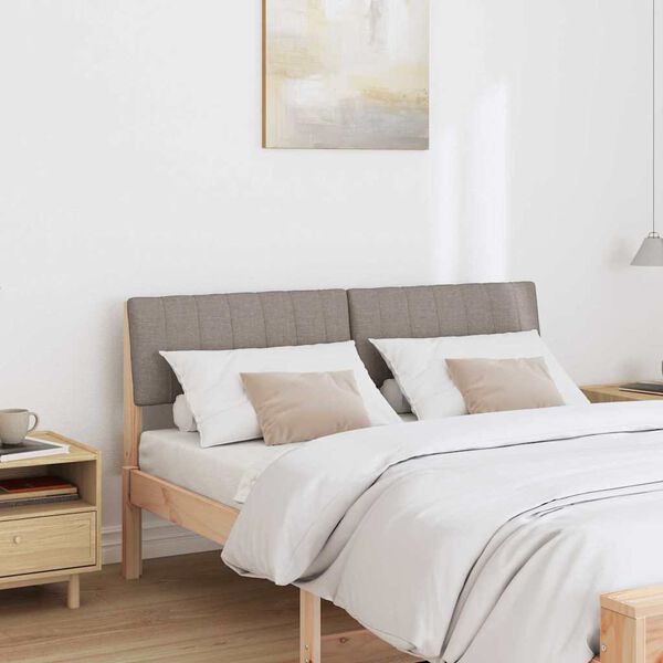 vidaXL Tapecirano vzglavje Taupe 140 cm Masivno borovo les