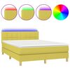 vidaXL Box spring postelja z vzmetnico LED zelena 140x200 cm blago