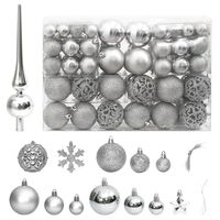 vidaXL Komplet božičnih bučk 111 kosov srebrne polistiren