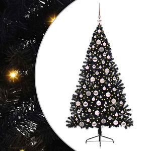 vidaXL Umjetna preddekorirana božićna jelka Črna 180 cm PVC