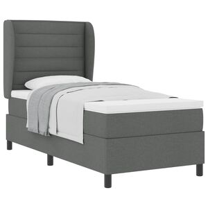 vidaXL Postelja z vzmetnico z vzmetnico Temno siva 90 x 190 cm blago