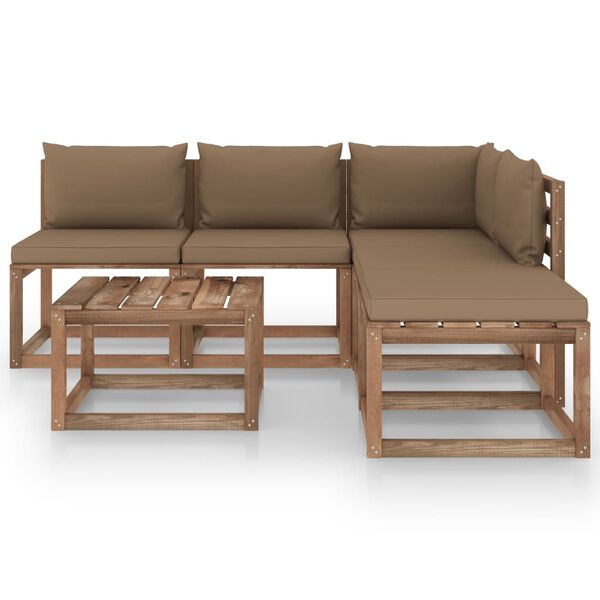 vidaXL Vrtna sedežna garnitura iz palet 6-delna z blazinami borovina