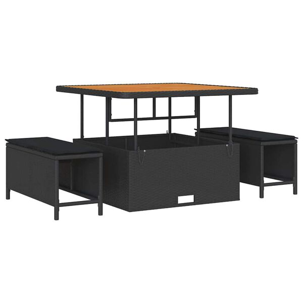 vidaXL Vrtna sedežna garnitura 11 pcs Črna poli ratan