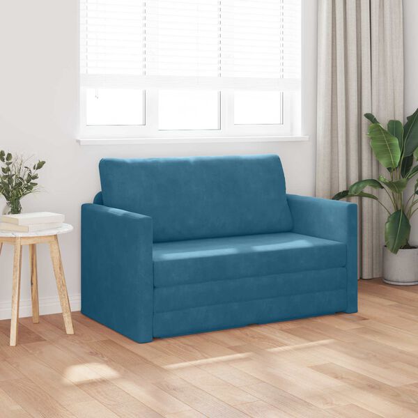vidaXL Sofa postelja 110cm Modra Žamet