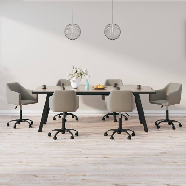 vidaXL Vrtljivi jedilni stoli 6 kosov svetlo siv žamet