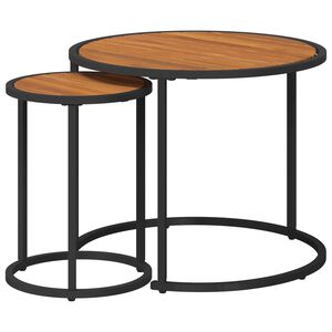 vidaXL Set kavno mizico 2 pcs Naravna in črna 55 x 55 x 45 cm