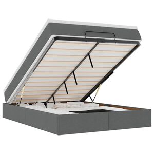 vidaXL Otomanska postelja z vzmetnico siv 140x190 cm blago