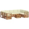 vidaXL Sedežne garniture 10 pcs Naravna in smetana Masiven les akacije