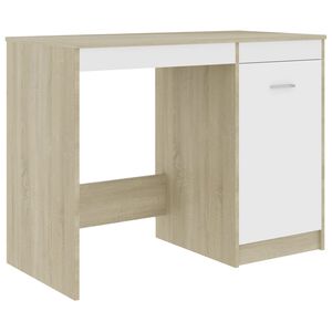 vidaXL Pisalna miza bela in sonoma hrast 100x50x76 cm iverna plo&scaron;ča