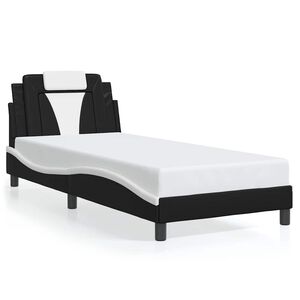 vidaXL Posteljni okvir brez vzmetnice Viana črn in bel 80x200 cm umetno usnje