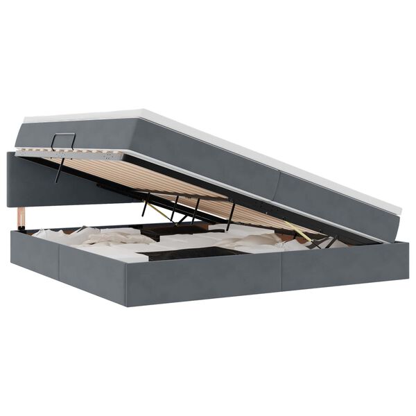 vidaXL Postelja s shranjevanjem Temno siva 200 x 200 cm Žamet