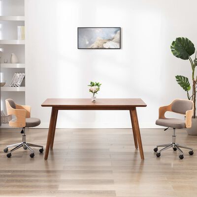 vidaXL Vrtljiv pisarniški stol taupe ukrivljen les in blago
