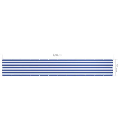 vidaXL Balkonsko platno belo in modro 90x600 cm oksford blago