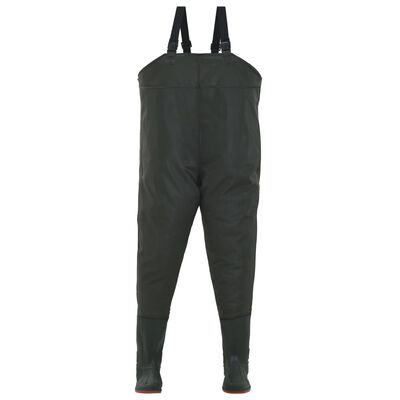 vidaXL Ribiške hlače s škornji zelene velikost 38