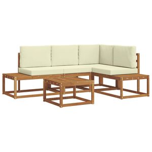 vidaXL Zunanja garnitura za sedenje z blazino 5 Kos Naravna in smetana