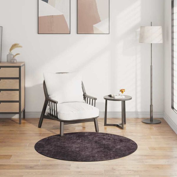 vidaXL Preproga pralna φ120 cm antracitna protizdrsna