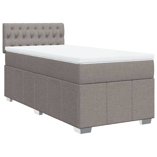 vidaXL Box spring postelja z vzmetnico taupe 90x190 cm blago
