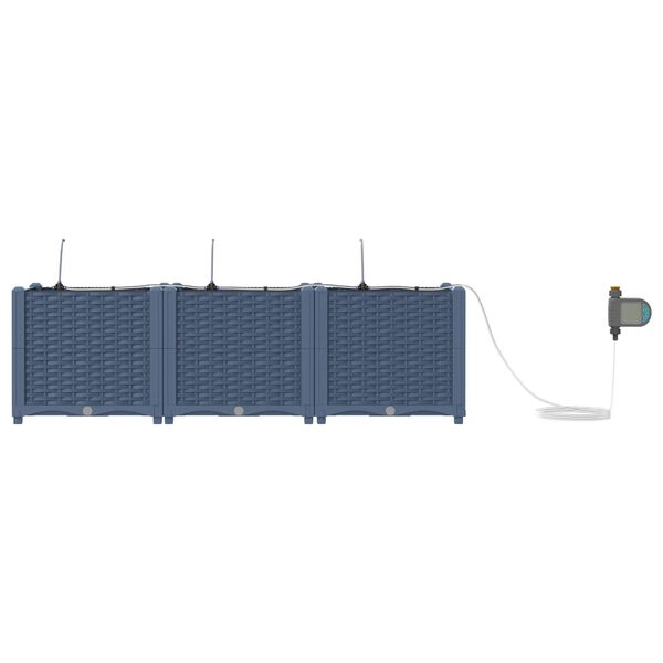 vidaXL Vrtni lonček 3 pcs Siva 120 x 40 x 37,5 cm Plastika