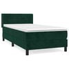vidaXL Box spring postelja z vzmetnico temno zelen 90x190 cm žamet