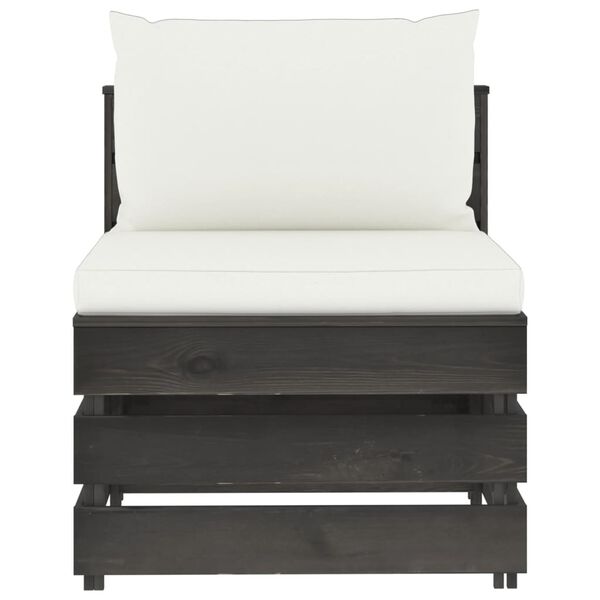 vidaXL Sekcijski sredinski kavč z blazinami siv impregniran les